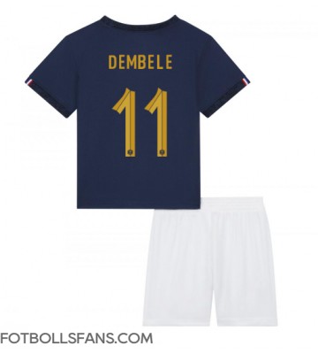 Frankrike Ousmane Dembele #11 Replika Hemmatröja Barn VM 2022 Kortärmad (+ Korta byxor)